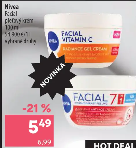 Nivea Facial pleťový krém Vitamin C Radiance Gel Cream; Facial 7in1
