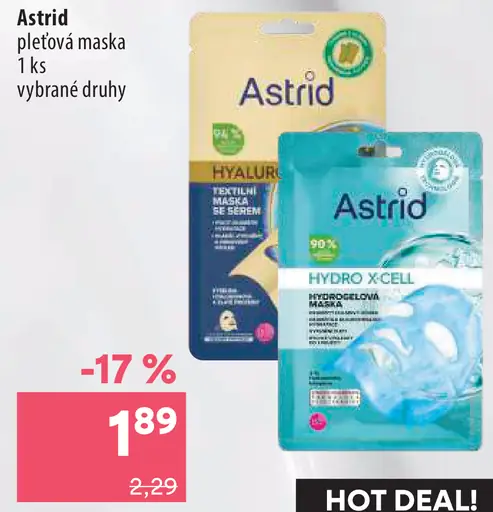 Astrid plátenná maska Hyaluron; Hydro X-CELL
