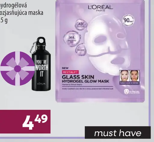 L'Oréal Paris Revitalift Glass Skin hydrogelová rozjasňujúca maska