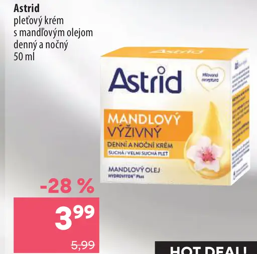 Astrid pleťový krém s mandľovým olejom, denný a nočný