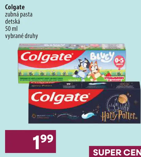 Colgate detská zubná pasta, Bluey a Harry Potter