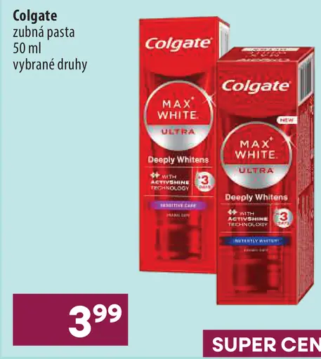 Colgate Max White zubná pasta rôzne druhy