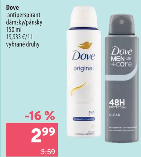 Dove antiperspirant dámsky/pánsky, vybrané druhy