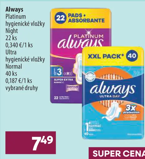 Always Platinum hygienické vložky Night