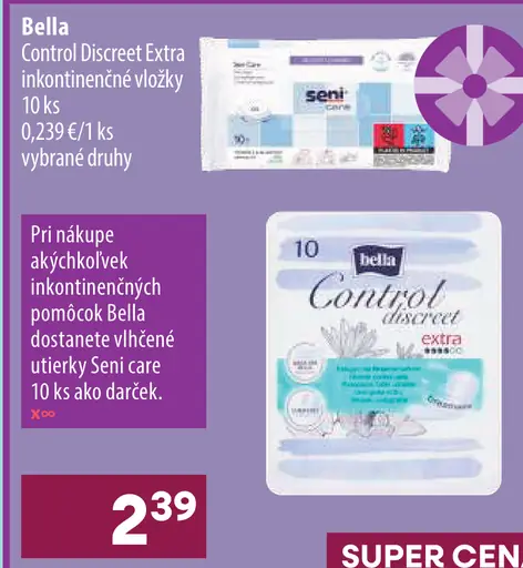 Bella Control Discreet Extra inkontinenčné vložky