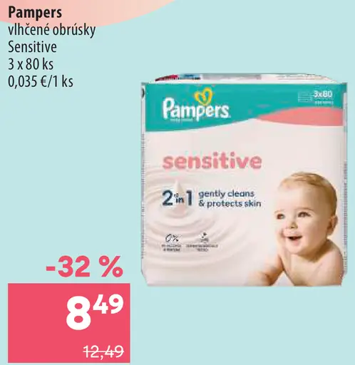Pampers Sensitive vlhčené obrúsky