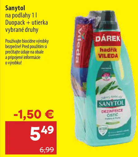 Sanytol prípravok na podlahy Duopack s utierkou