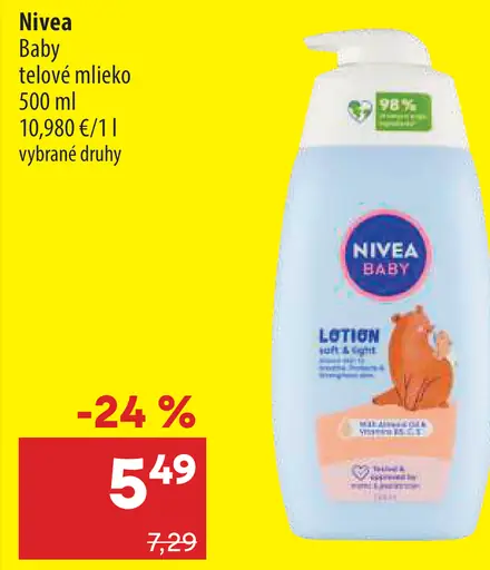 Nivea Baby telové mlieko