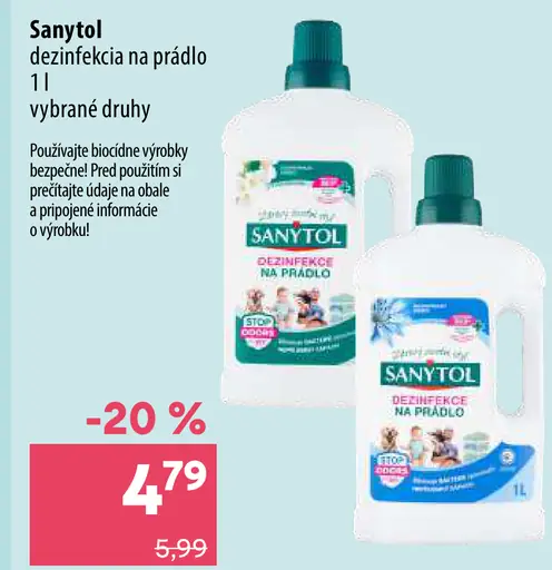 Sanytol dezinfekcia na prádlo