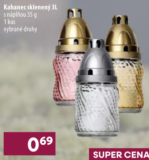 Sklenený kahanec 3L s náplňou, vybrané druhy