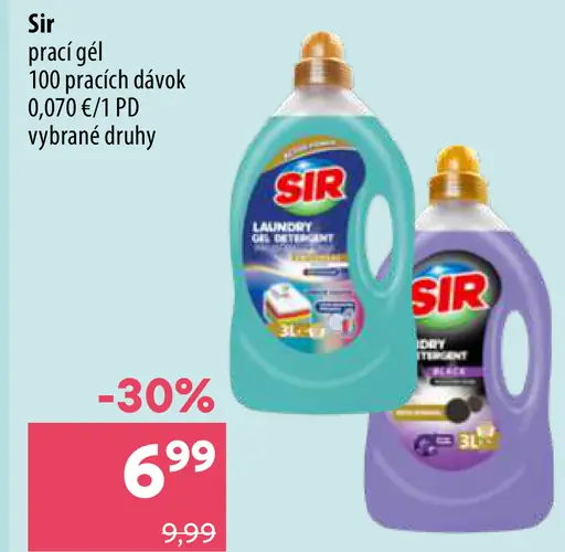Sir prací gél, vybrané druhy