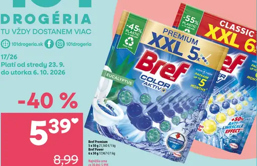 Bref Premium Color Aktiv+ Eucalyptus WC bloky
