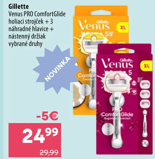 Gillette Venus PRO ComfortGlide holiaci strojček s náhradnými hlavicami a nástenným držiakom