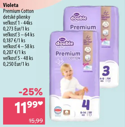 Violeta Premium Cotton detské plienky, veľkosť 4