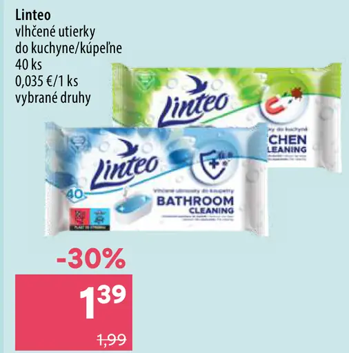 Linteo vlhčené utierky do kuchyne a kúpeľne