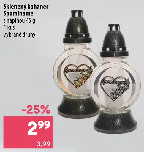 Sklenený kahaneč Spomíname s náplňou