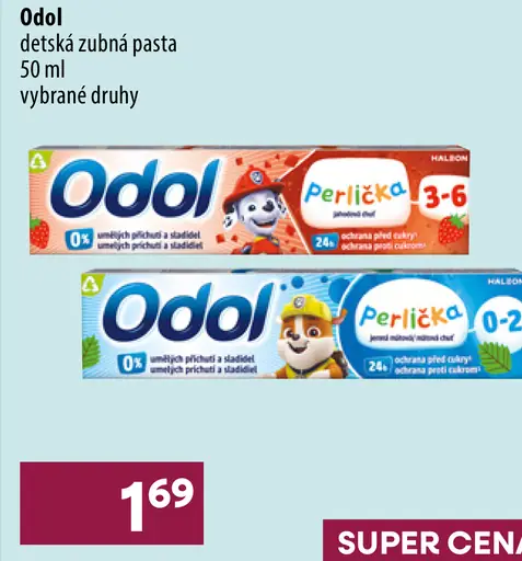 Odol detská zubná pasta – Perlička 3–6, Perlička 0–2, vybrané druhy