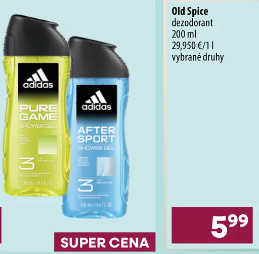 Adidas sprchovací gél – After Sport, Pure Game