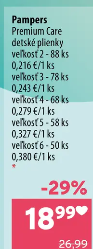 Pampers Premium Care plienky veľkosť 2