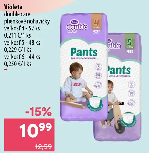 Violeta double care plienkové nohavičky veľkosť 4