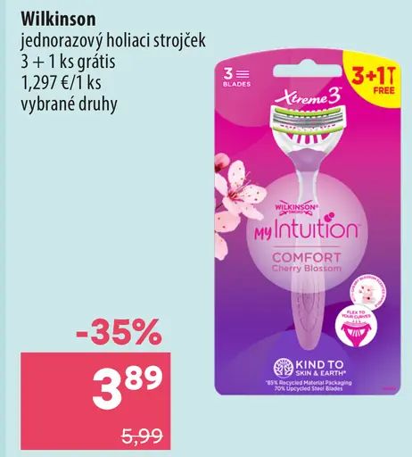 Wilkinson holiaci strojček 3 + 1 ks grátis
