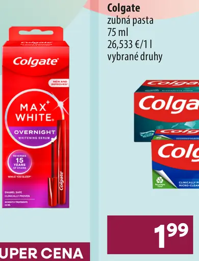 Colgate Max White bieliace pero a bieliace sérum