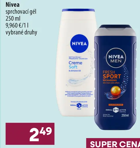 Nivea sprchovací gél – Creme Soft, Men Fresh Sport