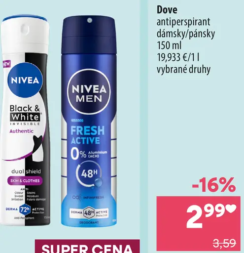 Dove antiperspirant dámsky/pánsky – Original, Men+Care Clean