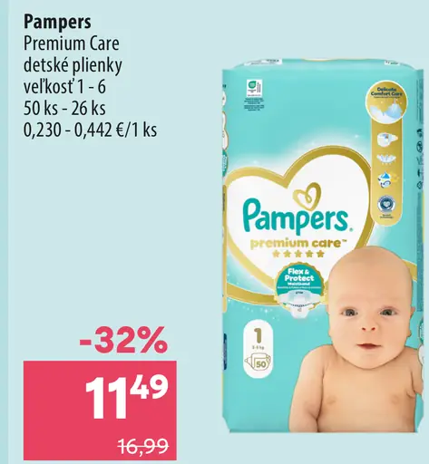 Premium Care detské plienky, veľkosť 1–6