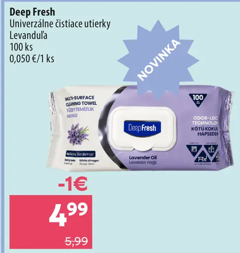 Deep Fresh univerzálne čistiace utierky Levanduľa