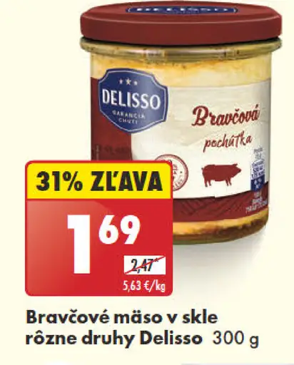 Delisso Bravčové mäso v skle