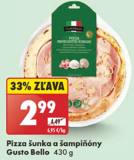 Pizza šunka a šampiňóny