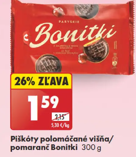 Bonitki piškóty polomáčané višňa/pomaranč