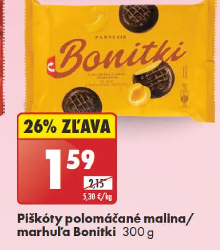 Bonitki piškóty polomáčané malina/marhuľa