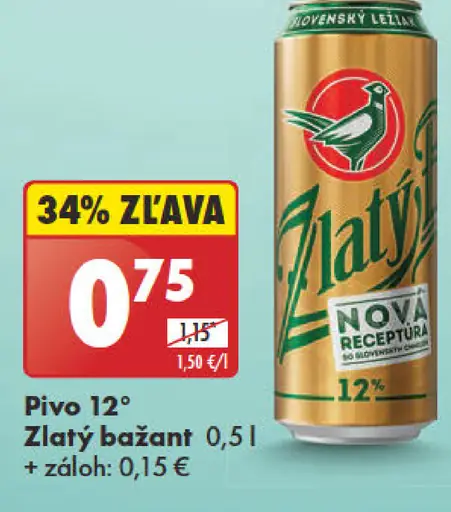 Zlatý bažant 12° plechovka