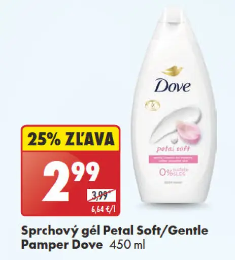 Dove Sprchový gél Petal Soft/Gentle Pamper