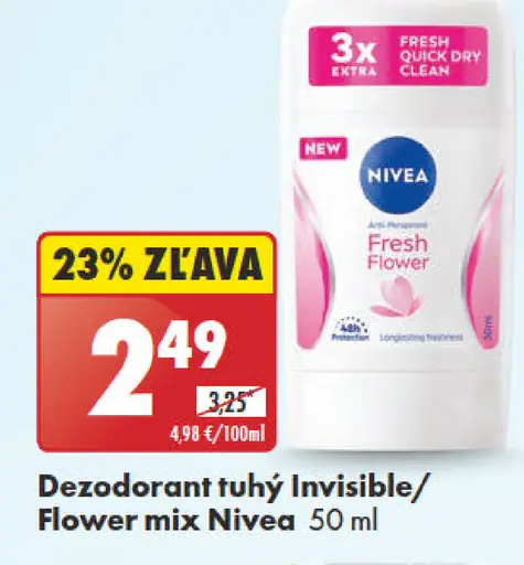 Nivea tuhý dezodorant Invisible/Flower mix