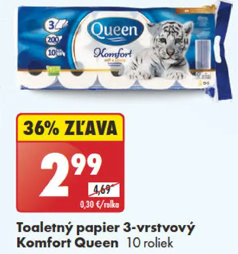 Queen Komfort toaletný papier 3-vrstvový