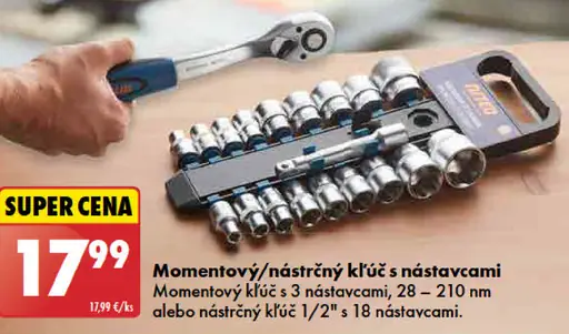 Momentový/nástrčný kľúč s nadstavcami