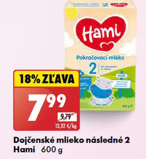 Hami Dojčenské mlieko následné 2
