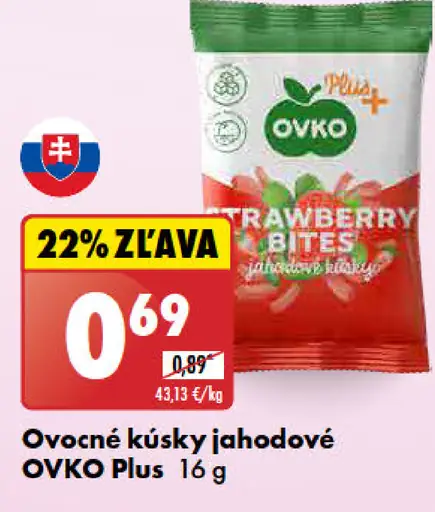 OVKO Ovocné kúsky jahodové Plus