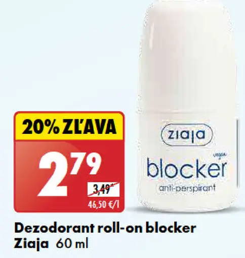 Ziaja Dezodorant roll-on blocker
