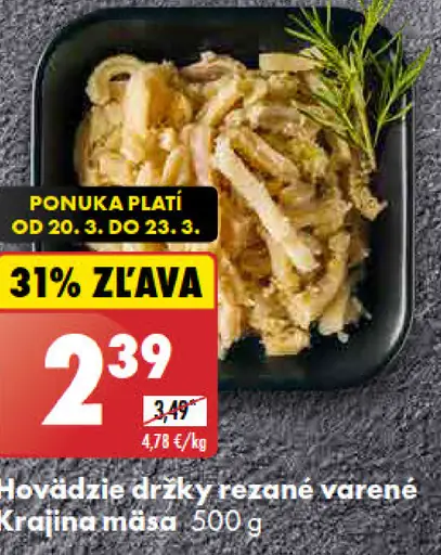 Krajina mäsa Hovädzie držky rezané varené
