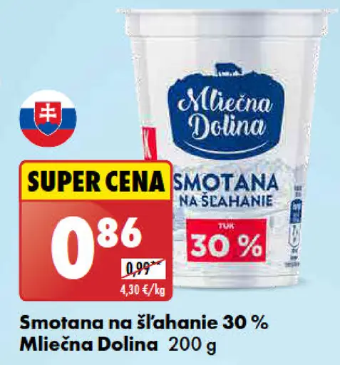 Mliečna Dolina smotana na šľahanie 30 %