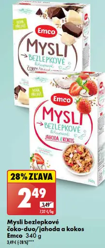 Emco Mysli bezlepkové čoko-duo/jahoda a kokos