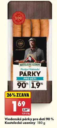 Kostelecké uzeniny Viedenské párky pre deti 90 %