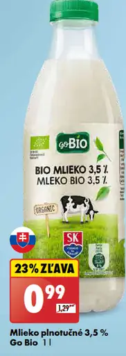 Go Bio Mlieko plnotučné 3,5 %
