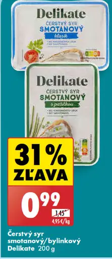 Delikate Čerstvý syr smotanový/bylinkový