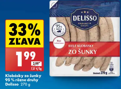 Delisso Klobásky zo šunky rôzne druhy