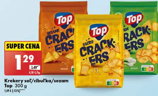 Top Crackers soľ/cibuľka/sezam